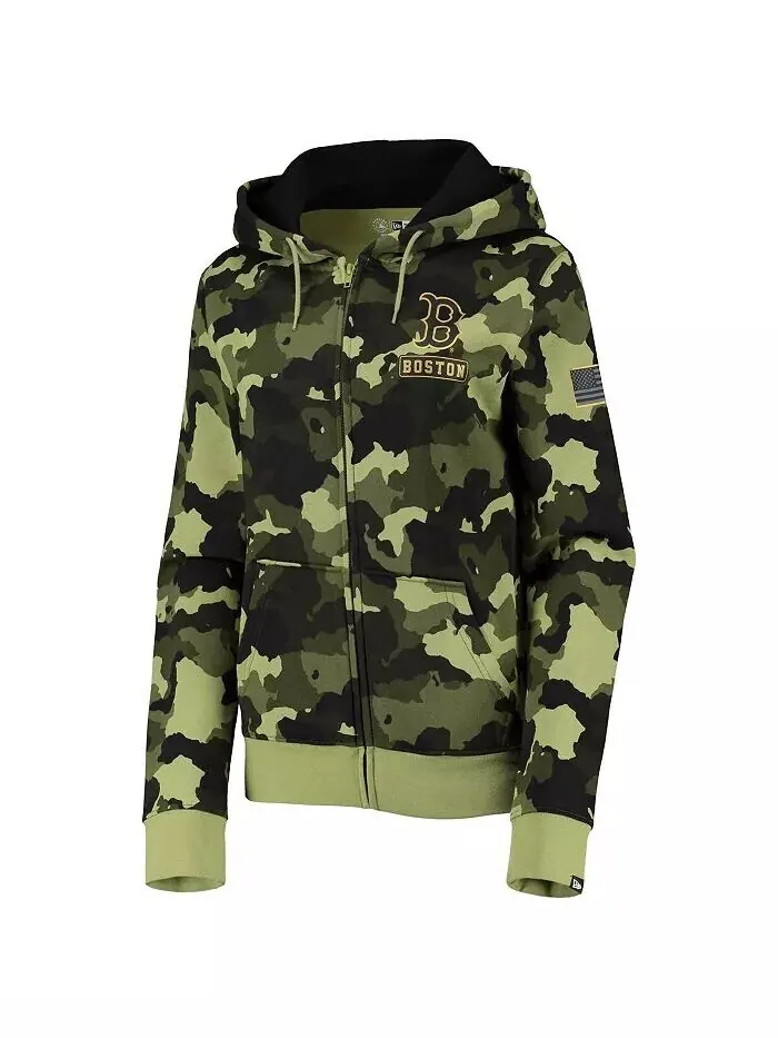 Женская зеленая толстовка с капюшоном Boston Red Sox 2022 MLB Armed Forces Day Camo с — изображение 3 из 5