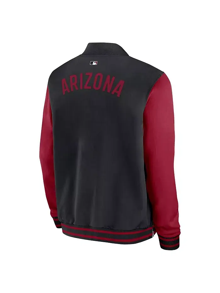 Мужская бомбер-куртка с молнией Arizona Diamondbacks Authentic Collection Dugout в черно-красном — изображение 2 из 3