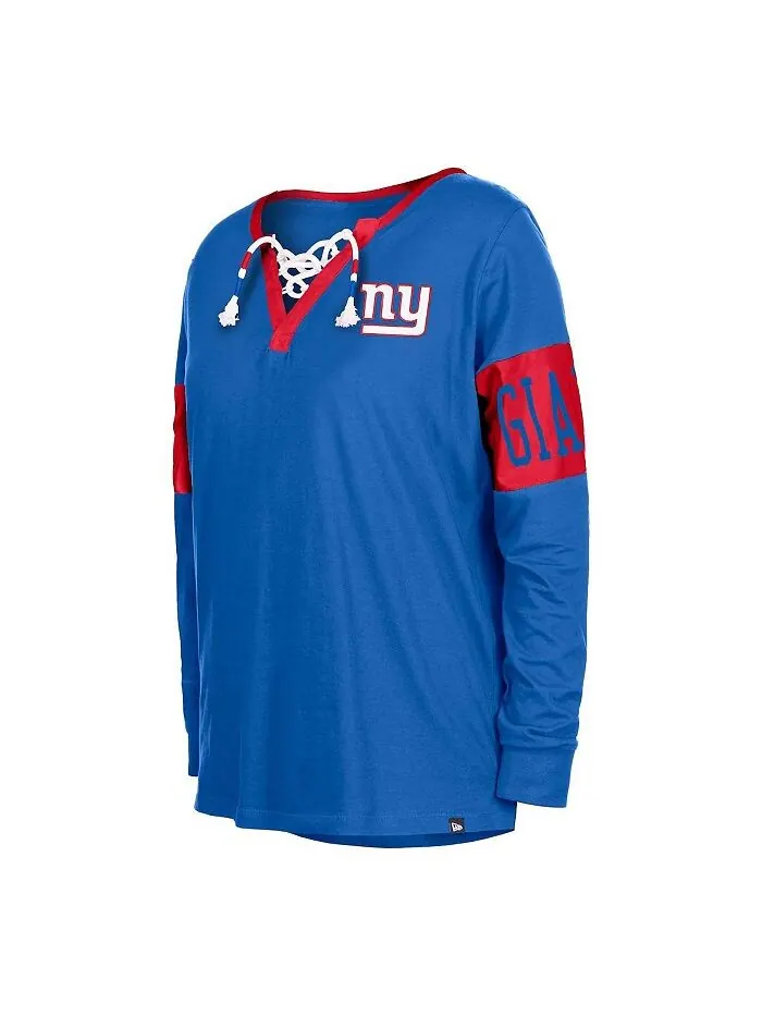 Женская футболка с длинными рукавами и шнуровкой Royal New York Giants New Era — изображение 3 из 3, королевский