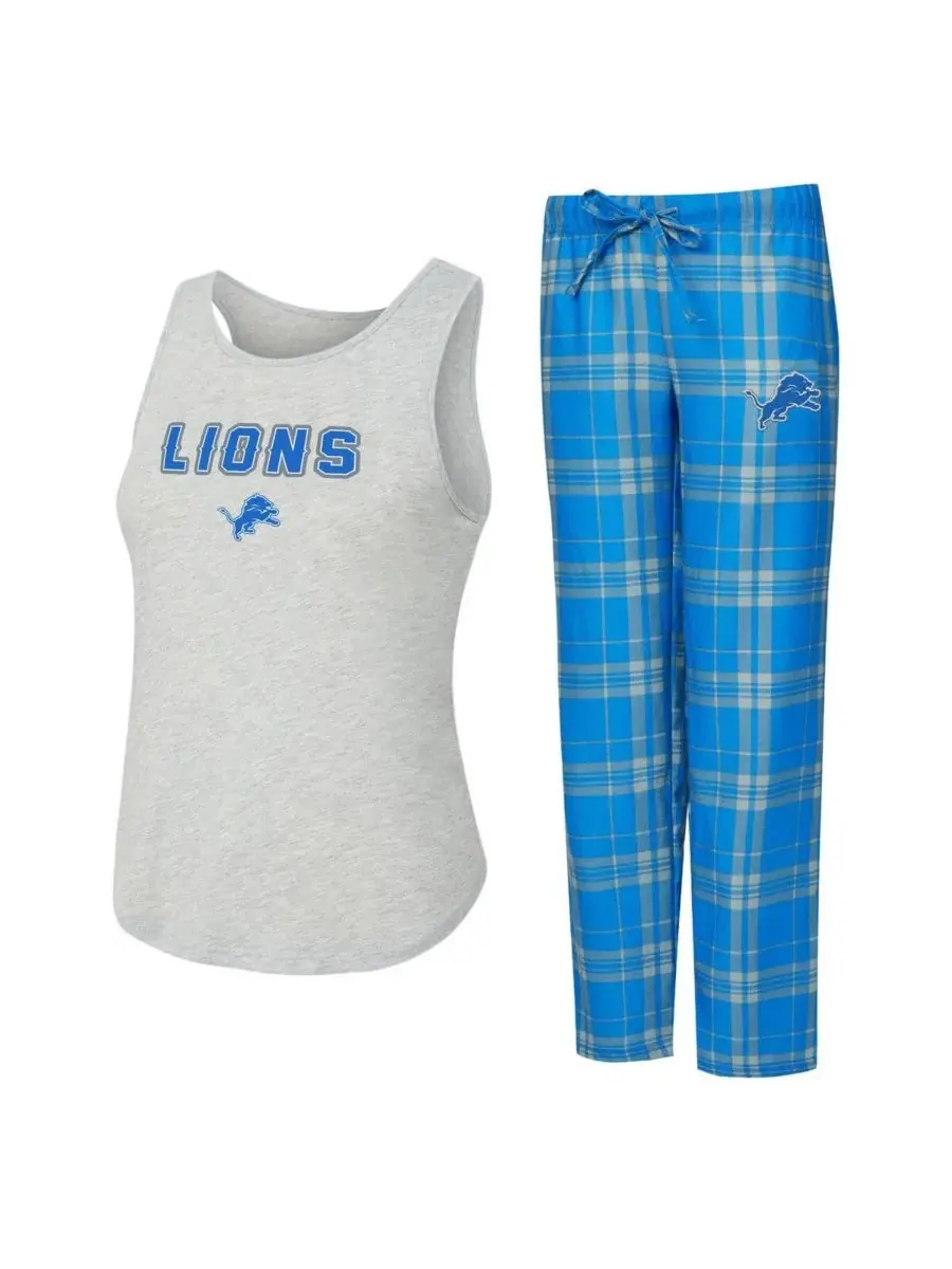Concepts Sport Женский комплект для сна из двух предметов: майка и брюки в клетку Detroit Lions