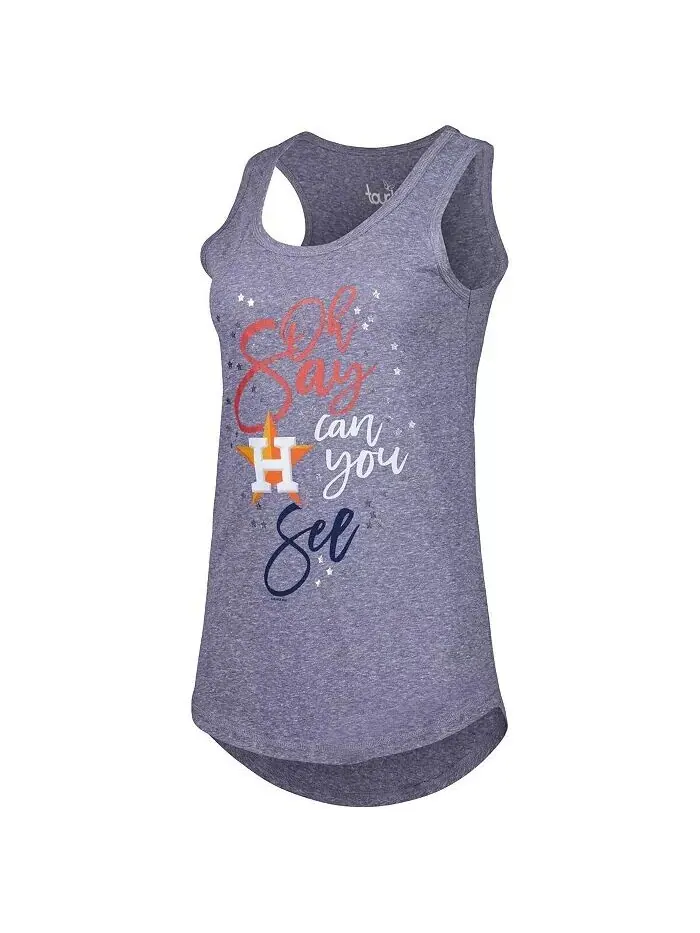 Женская темно-синяя майка Houston Astros Americana Tri-Blend Racerback Touch — изображение 2 из 3