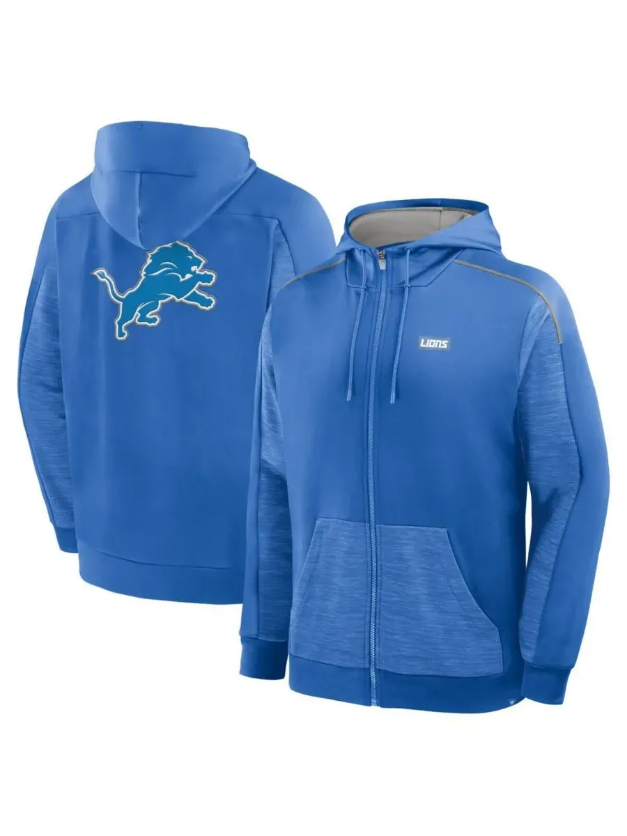 Fanatics Мужская синяя толстовка на молнии с надписью "Detroit Lions Checkdown Pass"
