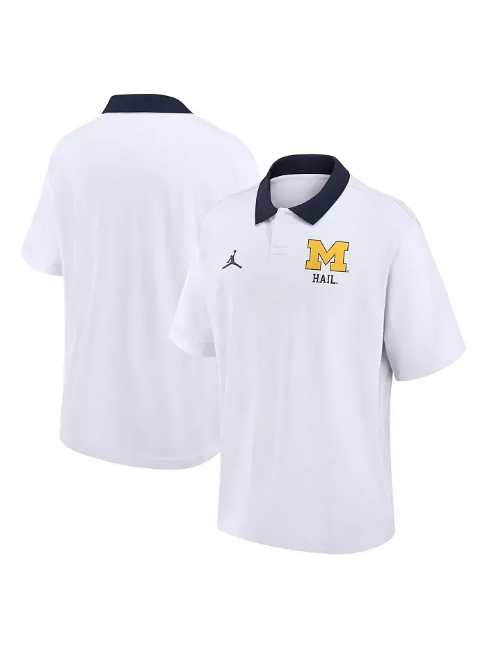 Мужская белая поло-футболка Michigan Wolverines Jordan