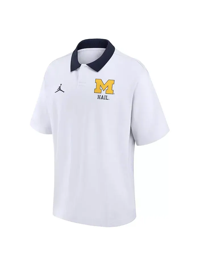 Мужская белая поло-футболка Michigan Wolverines Jordan — изображение 3 из 3