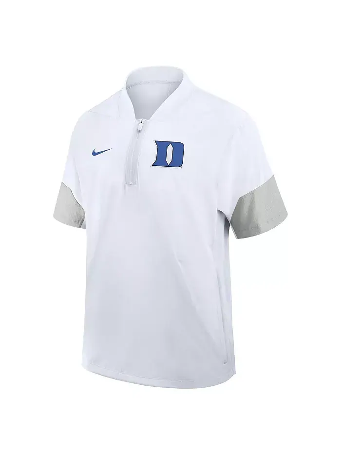 Мужская белая куртка тренера Duke Blue Devils 2025 с короткими рукавами и четверть-молнией для — изображение 2 из 3