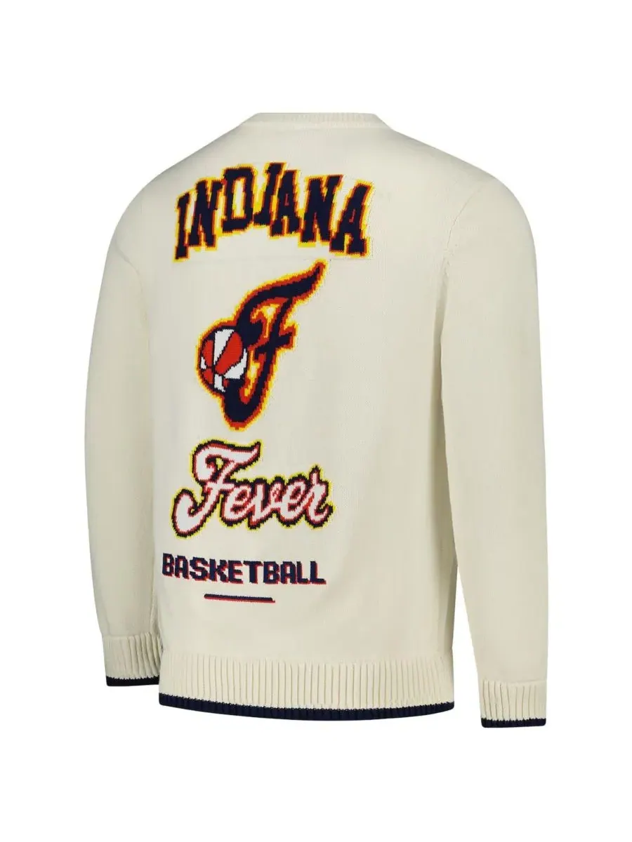 The Wild Collective Мужской и женский жаккардовый пуловер Indiana Fever кремового цвета — изображение 3 из 3, бежевый