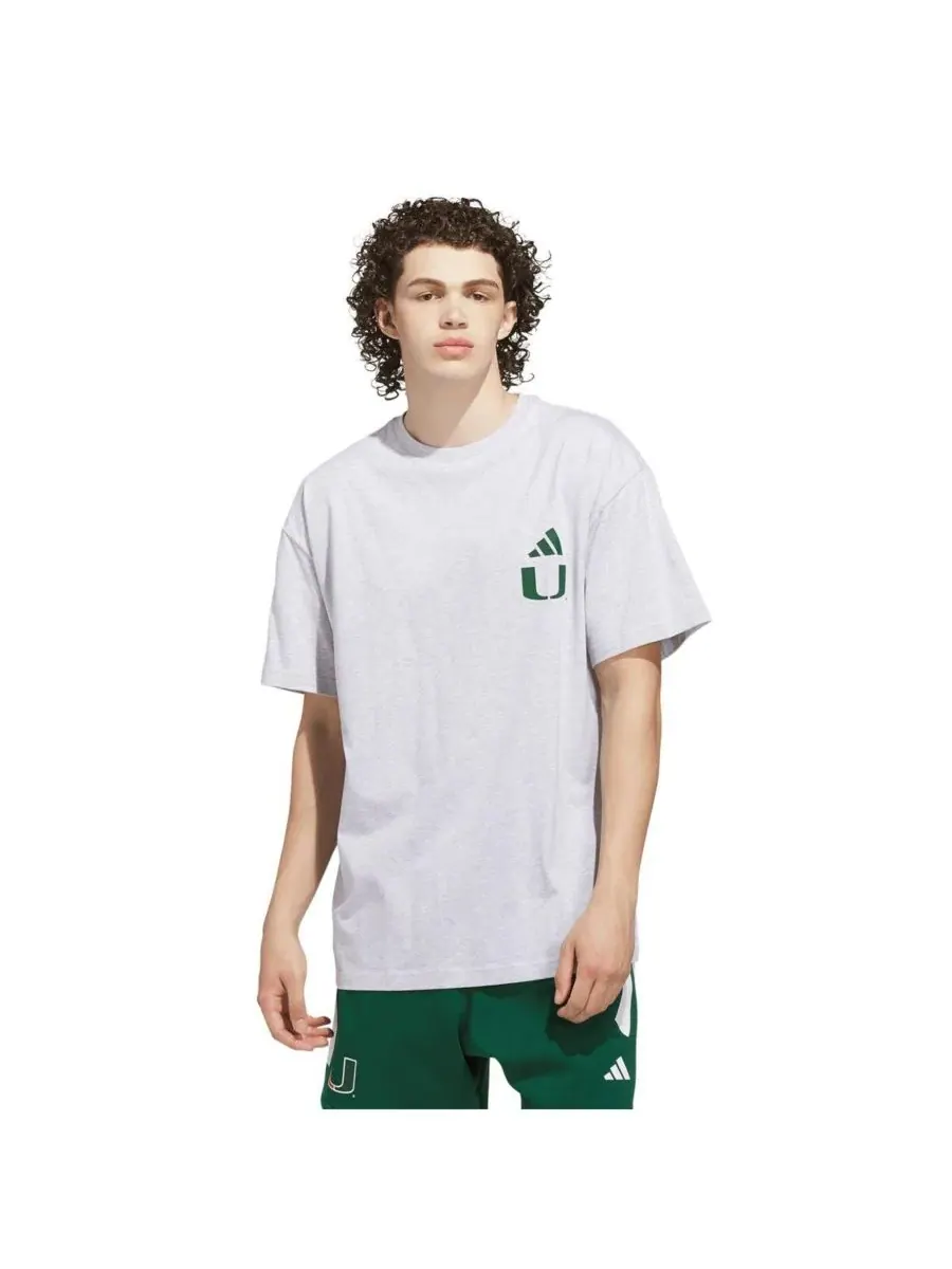 Adidas Мужская серая футболка Miami Hurricanes для повседневной носки