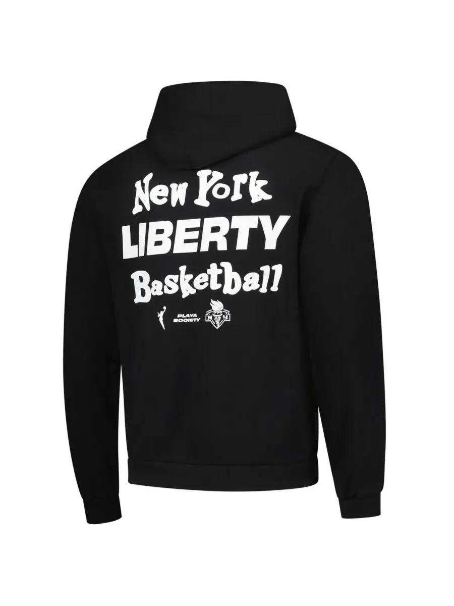Playa Society Мужская и женская черная толстовка с капюшоном New York Liberty Team — изображение 2 из 3, черный