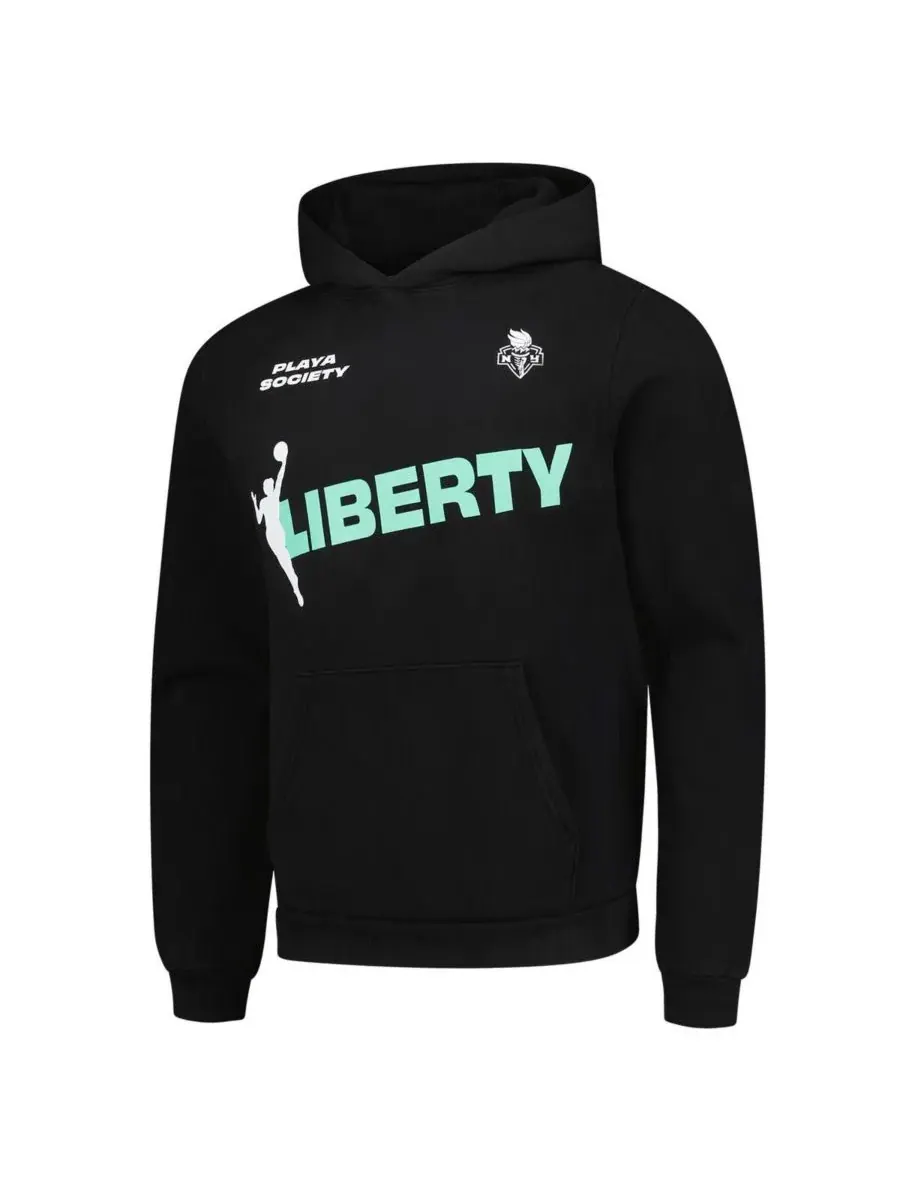 Playa Society Мужская и женская черная толстовка с капюшоном New York Liberty Team — изображение 3 из 3, черный
