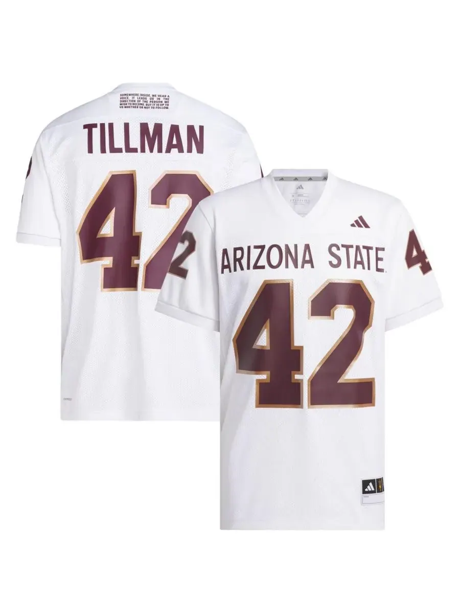 Adidas Мужская белая футболка Pat Tillman 42 Arizona State Sun Devils Away Icon Premier для