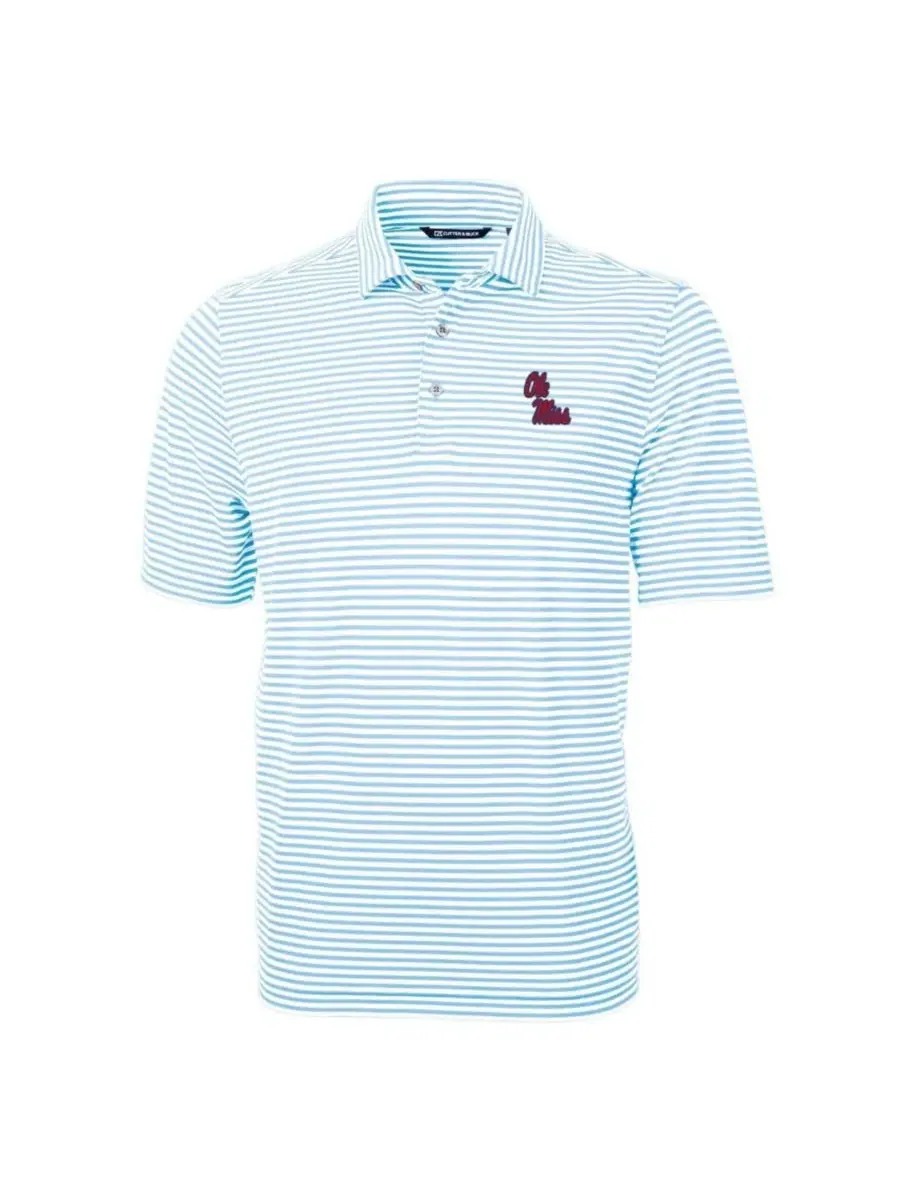 Мужское поло с вышивкой Ole Miss Rebels Virtue Eco Pique Stripe Cutter & Buck