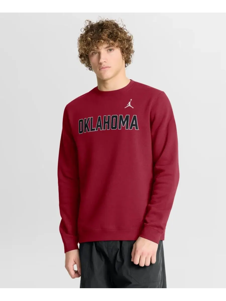 Мужской свитшот с длинным рукавом Oklahoma Sooners 2026 Sideline Club Jordan