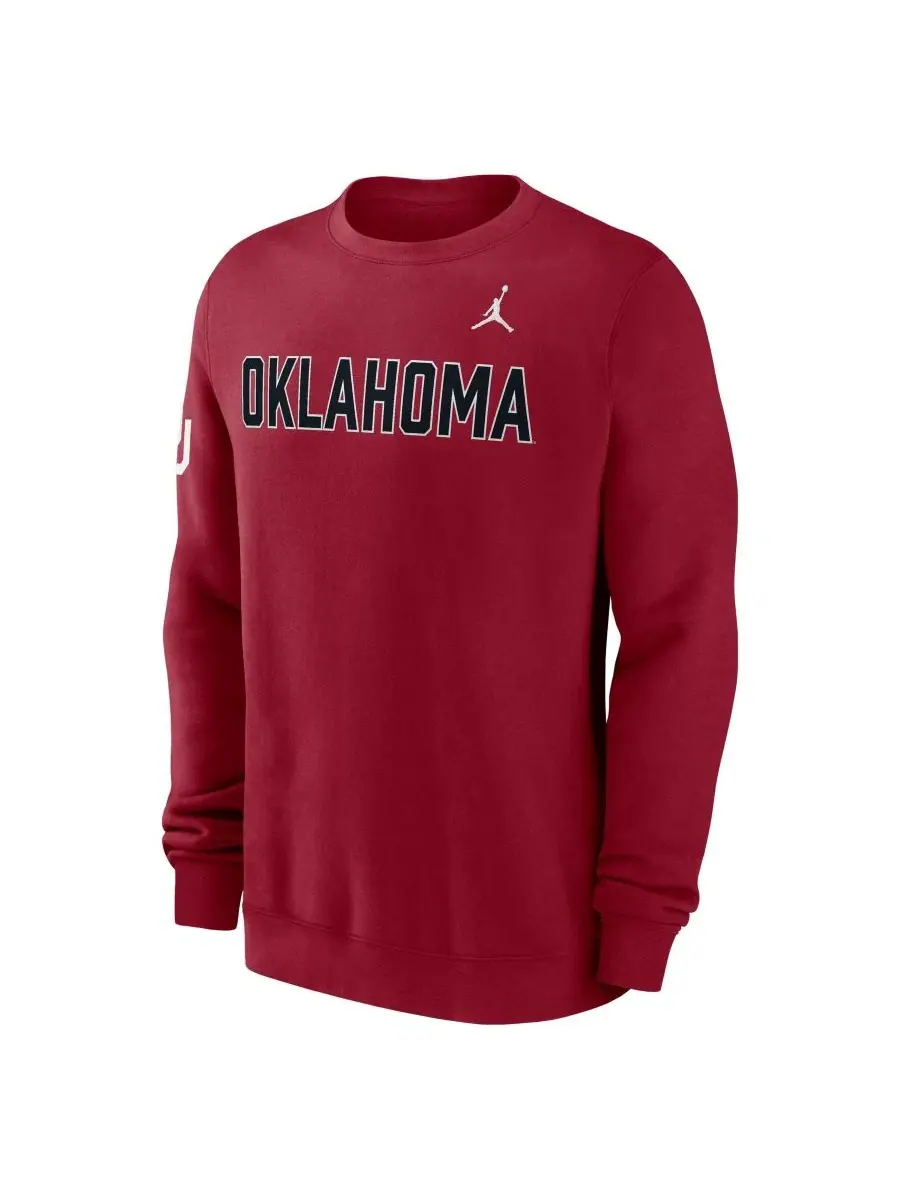 Мужской свитшот с длинным рукавом Oklahoma Sooners 2026 Sideline Club Jordan — изображение 2 из 5, красный