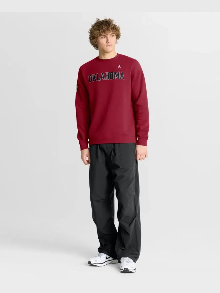 Мужской свитшот с длинным рукавом Oklahoma Sooners 2026 Sideline Club Jordan — изображение 5 из 5, красный