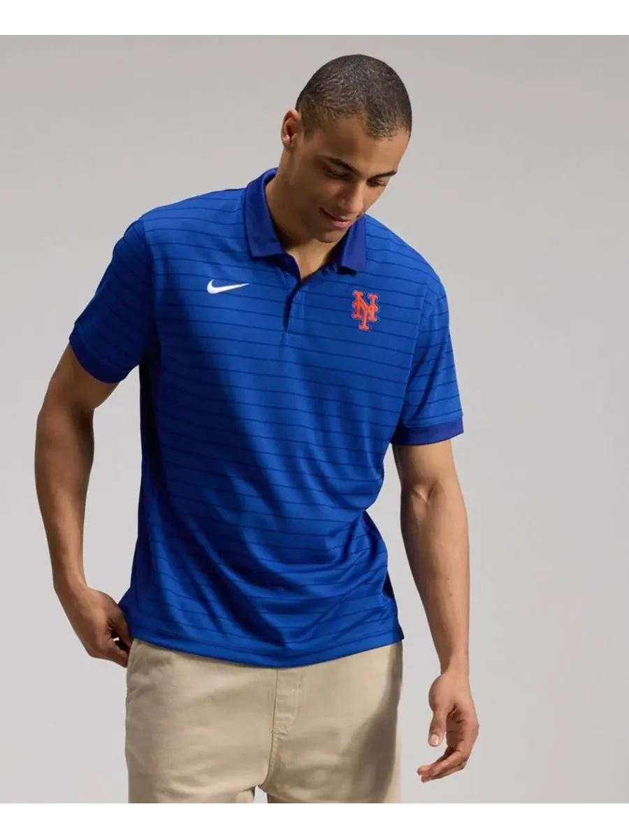 Поло Dri-FIT из пике с коротким рукавом и патчем, New York Mets Authentic Collection Striped