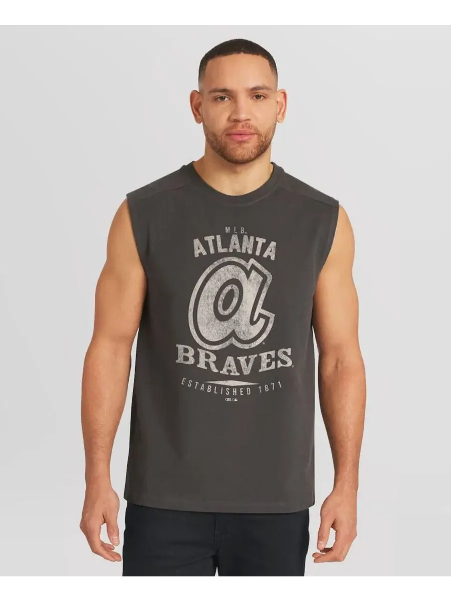 Мужской топ-безрукавка без рукавов с принтом Darius Rucker Collection by Fanatics Atlanta Braves — серый