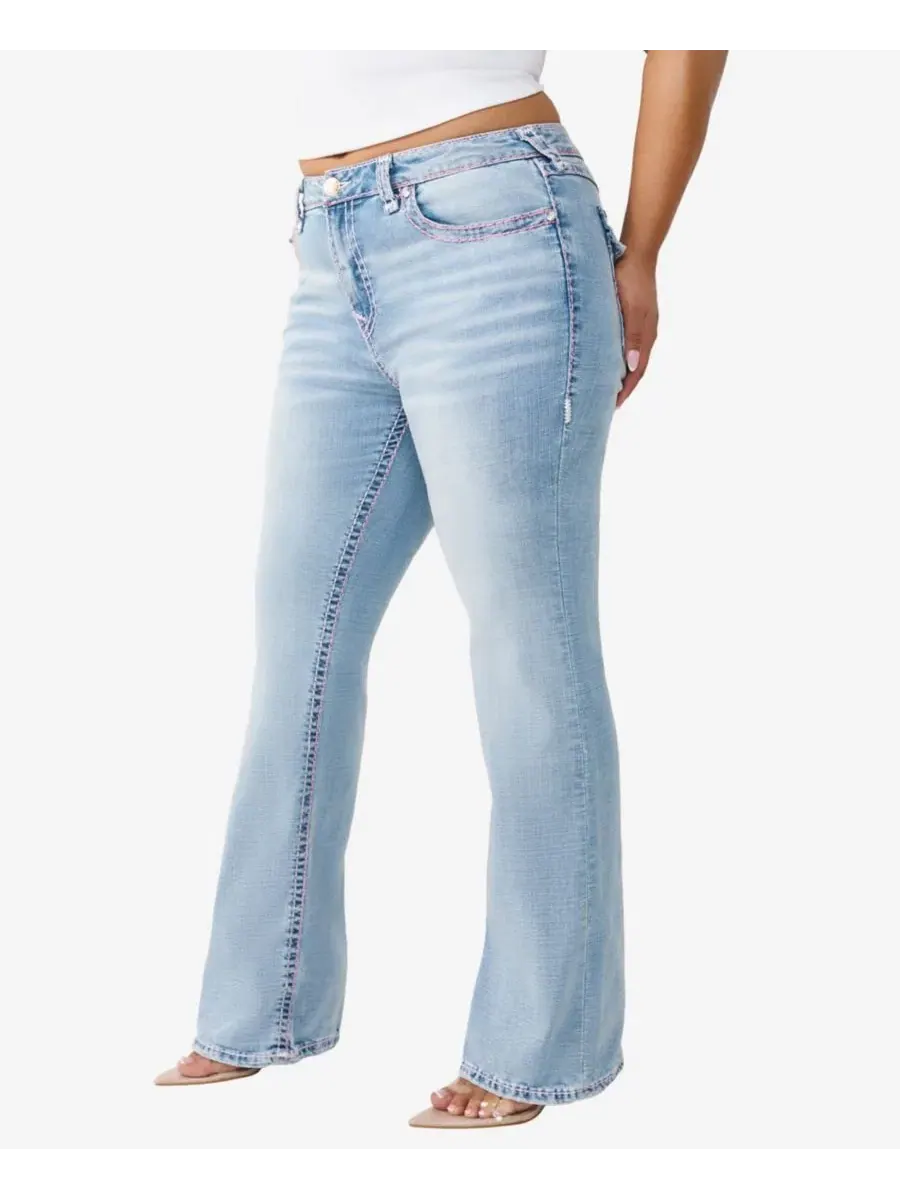 Джинсы-клеш с завышенной талией Becca Mid-Rise Bootcut Super T-Flap True Religion, Champagne Glow — изображение 2 из 3