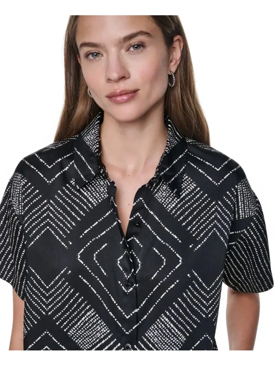 Женская рубашка с принтом, с коротким рукавом DKNY, Geo Diamond Pointelle — изображение 4 из 6