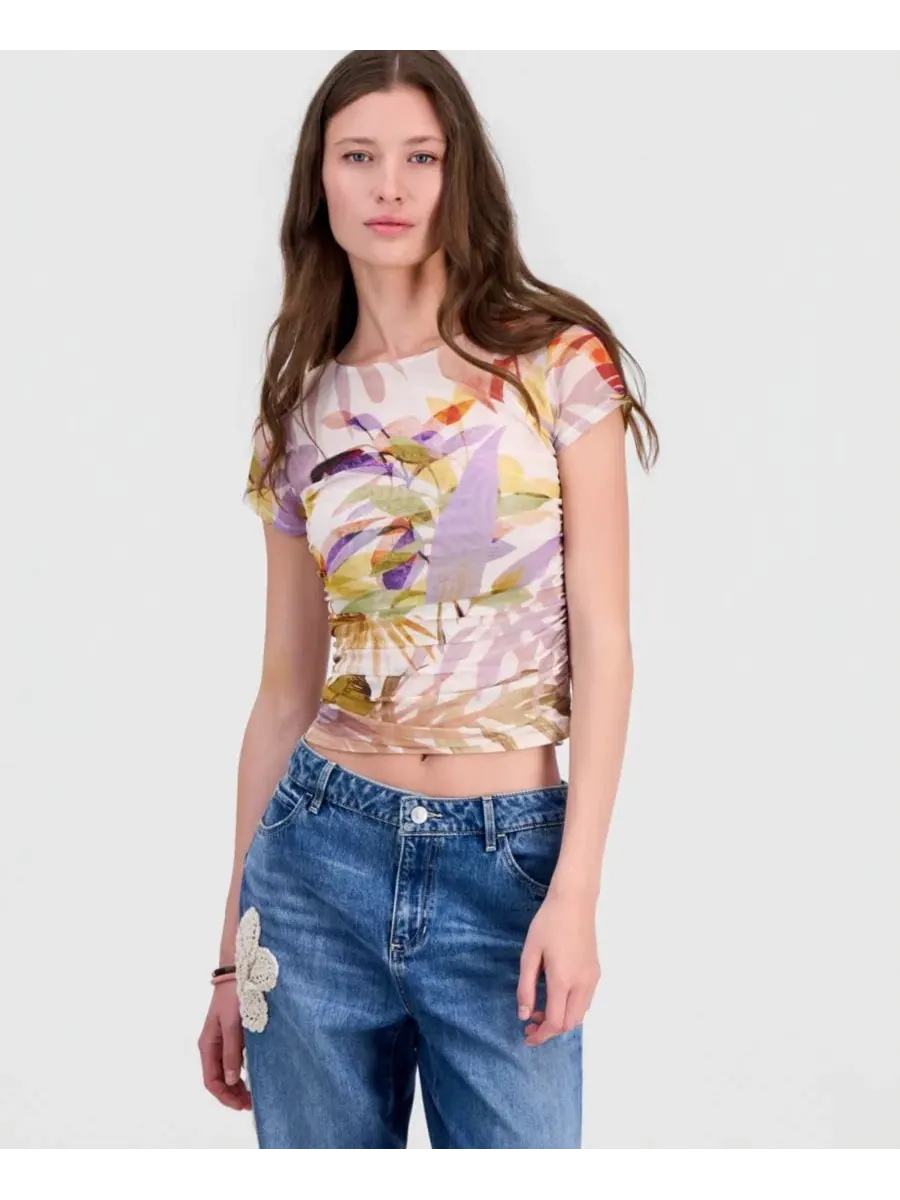 Топ с коротким рукавом и принтом Hani GUESS, Sarika Palm Print