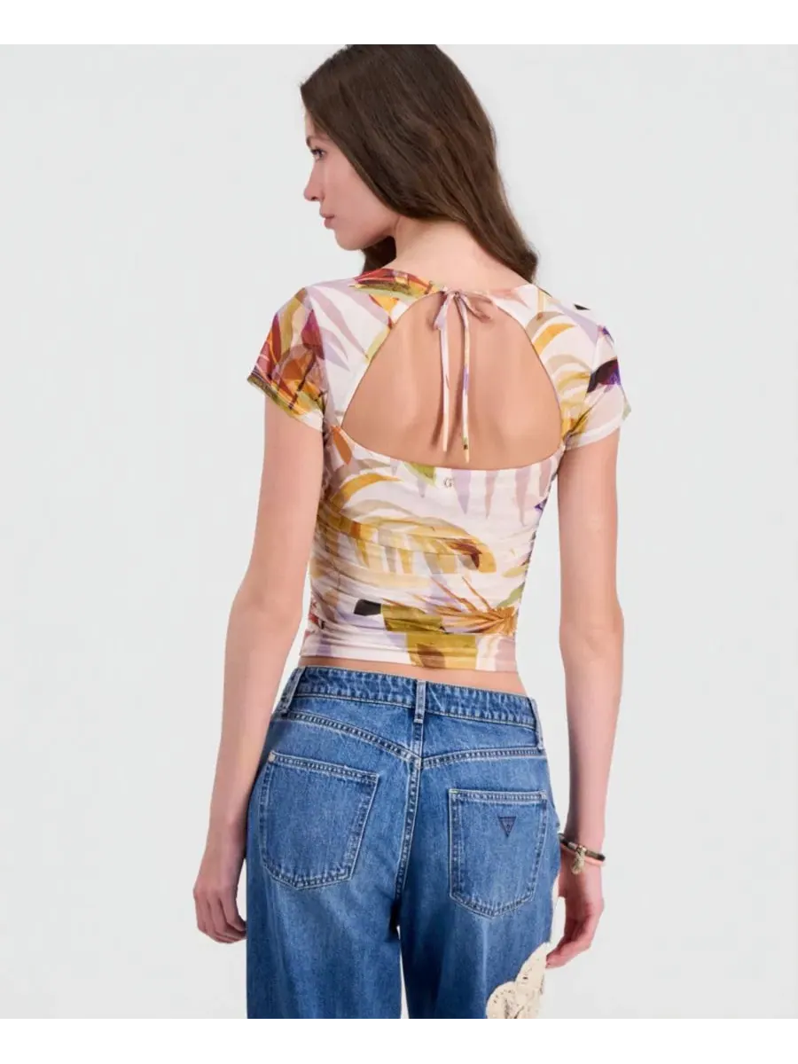 Топ с коротким рукавом и принтом Hani GUESS, Sarika Palm Print — изображение 4 из 4