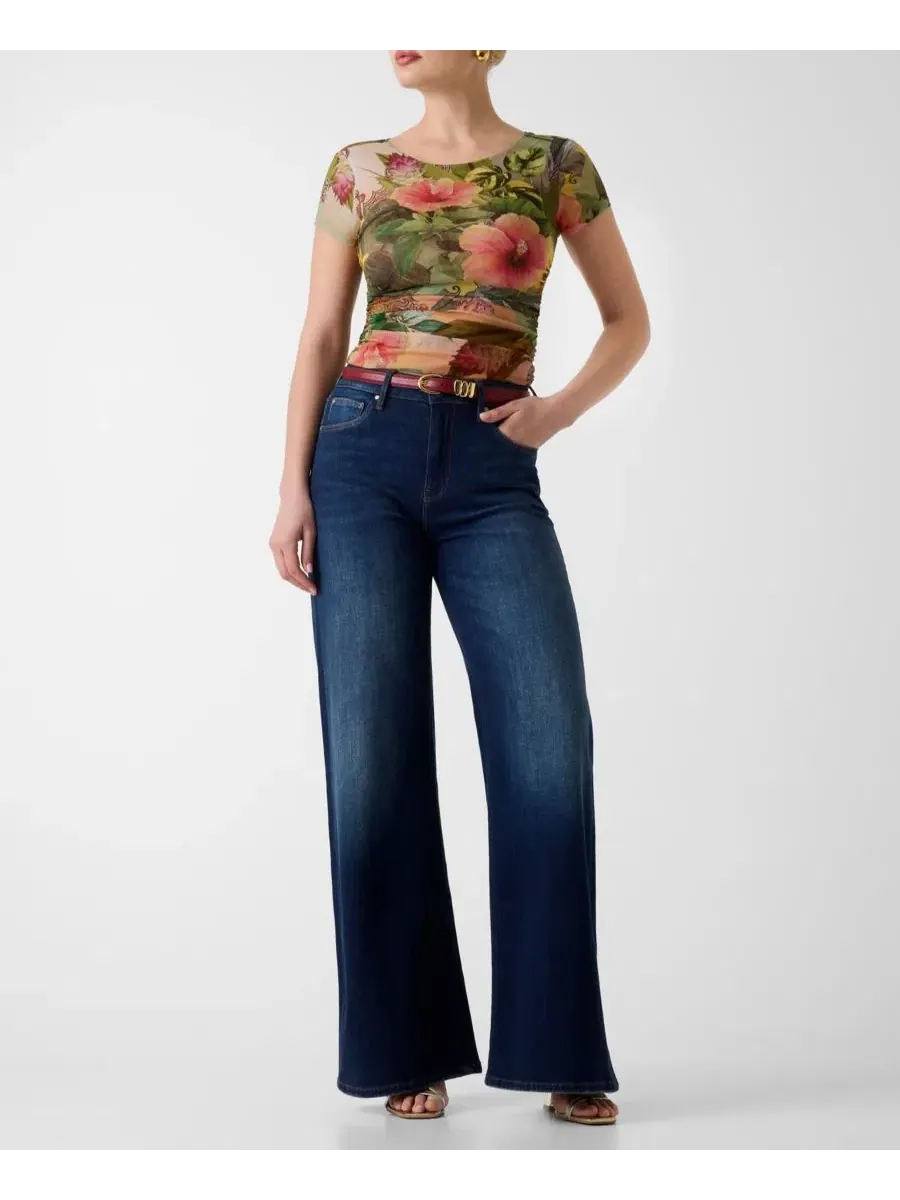 Топ с коротким рукавом и вырезом Hani GUESS, Hibiscus Jardin Print2 — изображение 2 из 4