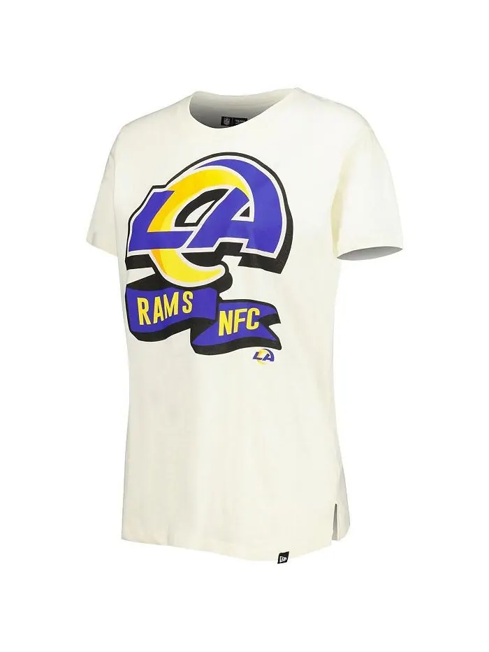 Женская кремовая футболка Los Angeles Rams Chrome с боковой линией New Era — изображение 3 из 4, бежевый