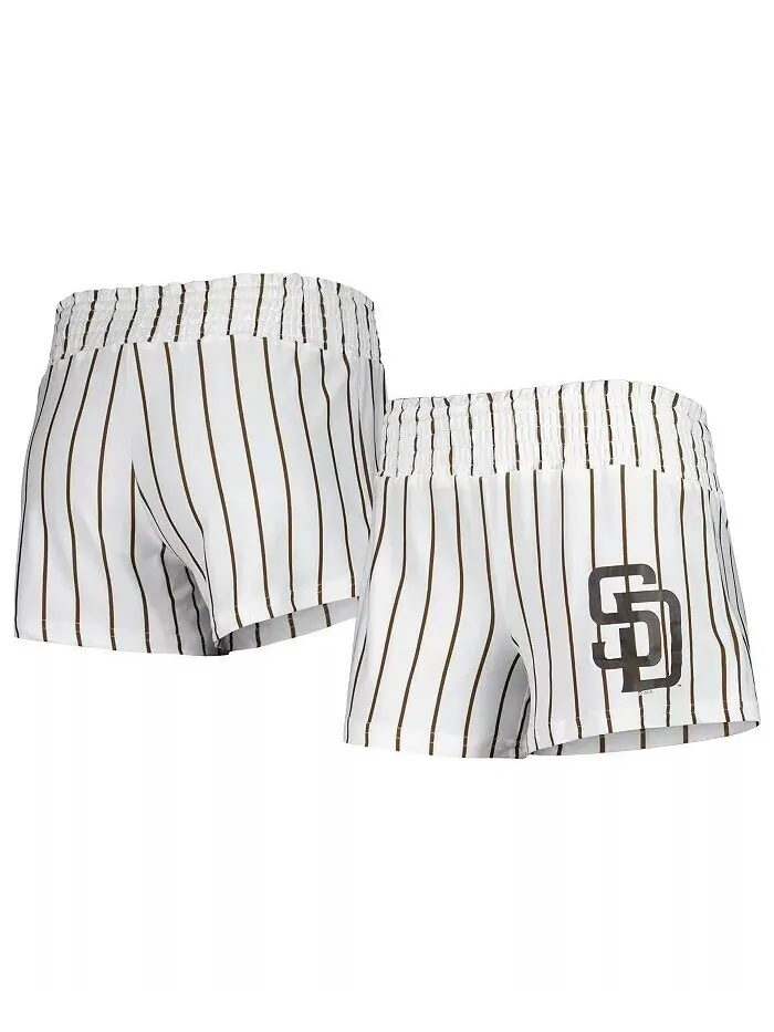 Женские белые шорты для сна в тонкую полоску San Diego Padres Reel Concepts Sport — изображение 1 из 1