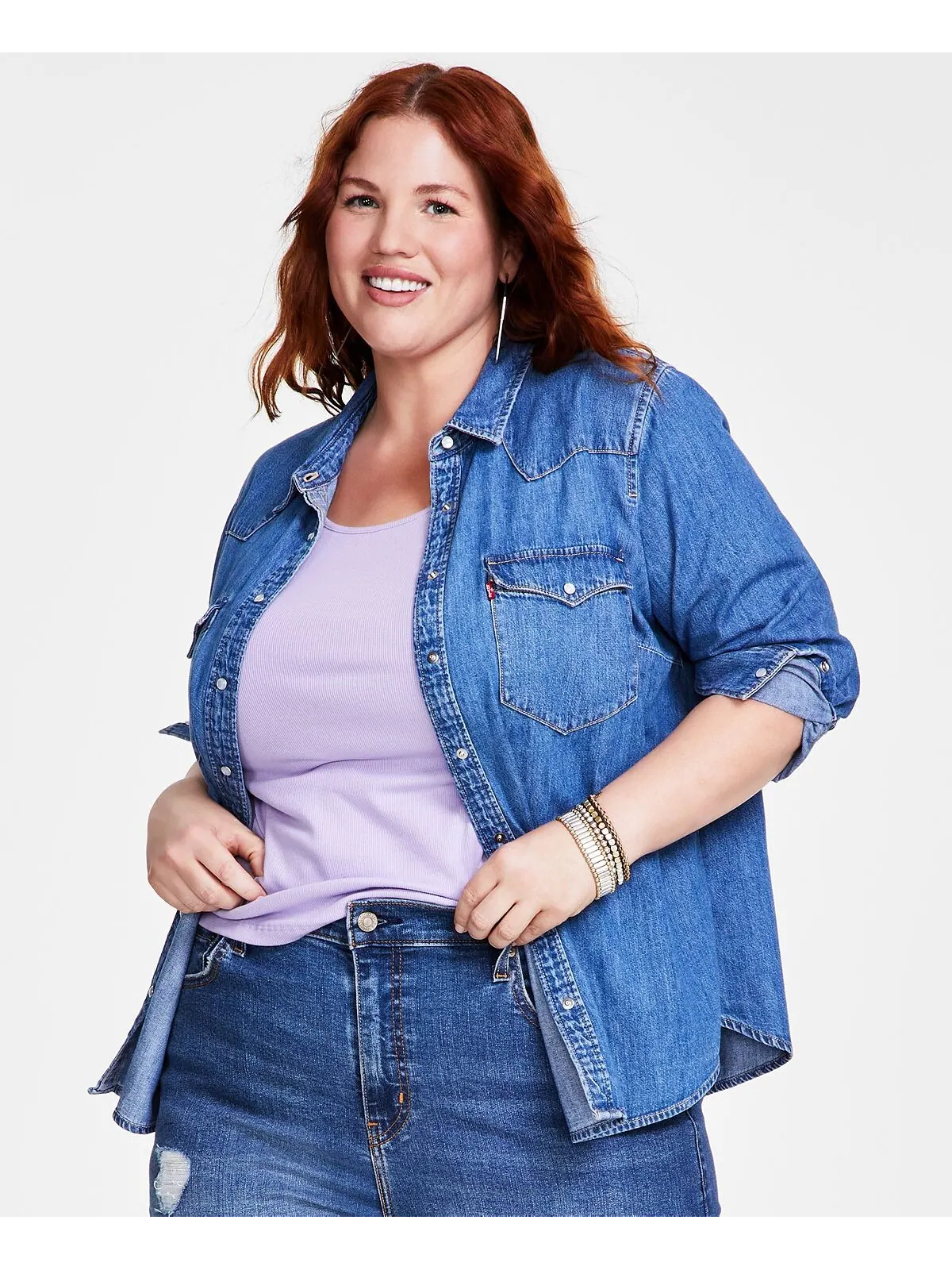 Модная рубашка из хлопка в стиле вестерн больших размеров Levi's