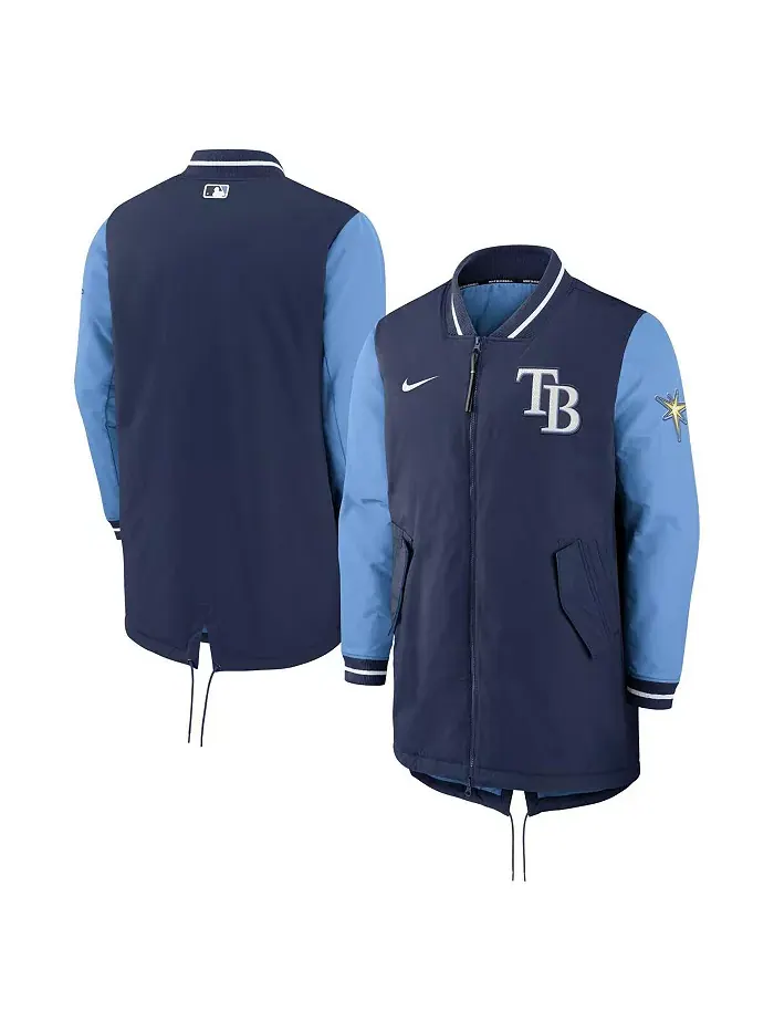 Мужская синяя бейсбольная куртка Tampa Bay Rays Dugout Performance на молнии Nike
