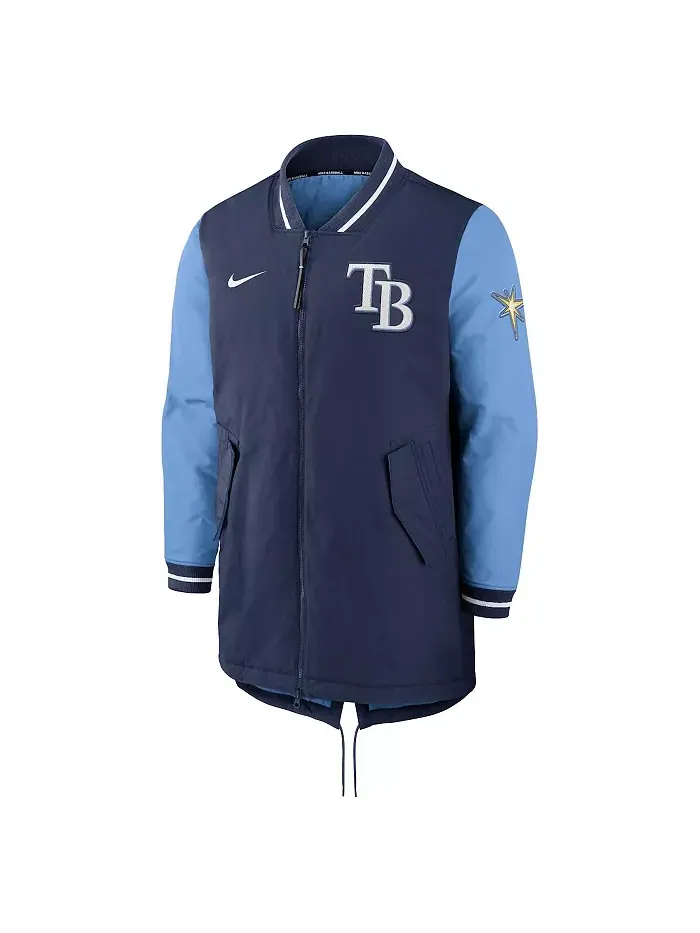 Мужская синяя бейсбольная куртка Tampa Bay Rays Dugout Performance на молнии Nike — изображение 2 из 3