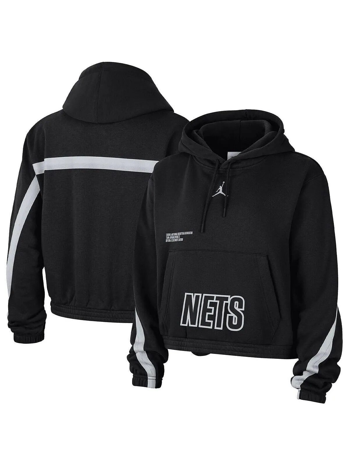Женский брендовый черный пуловер с капюшоном Brooklyn Nets Courtside Statement Edition Jordan