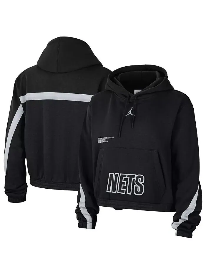 Женский черный пуловер с капюшоном Brooklyn Nets Courtside Statement Edition Jordan
