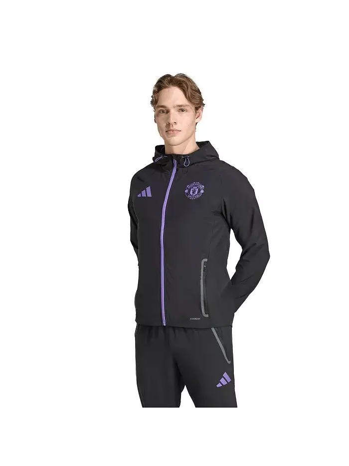 Мужская черная дорожная куртка Manchester United 2025/26 Tiro Vis Tech adidas