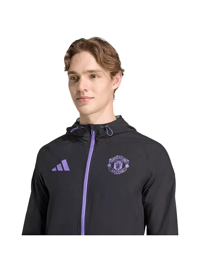 Мужская черная дорожная куртка Manchester United 2025/26 Tiro Vis Tech adidas — изображение 3 из 3