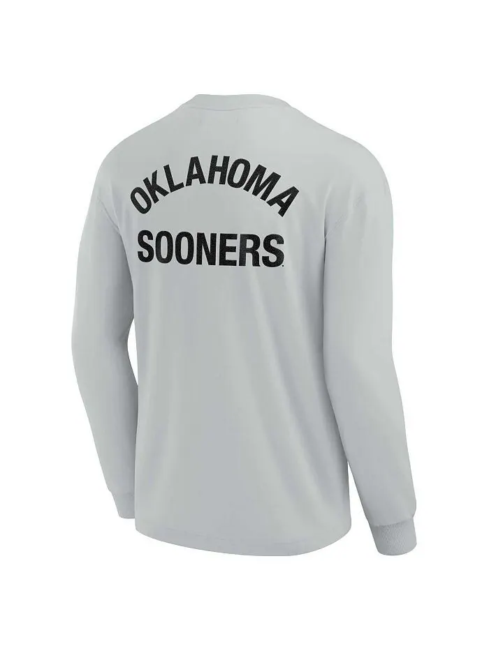 Мужская и женская серая супермягкая футболка с длинным рукавом Oklahoma Earlys Fanatics Signature — изображение 2 из 3, серый