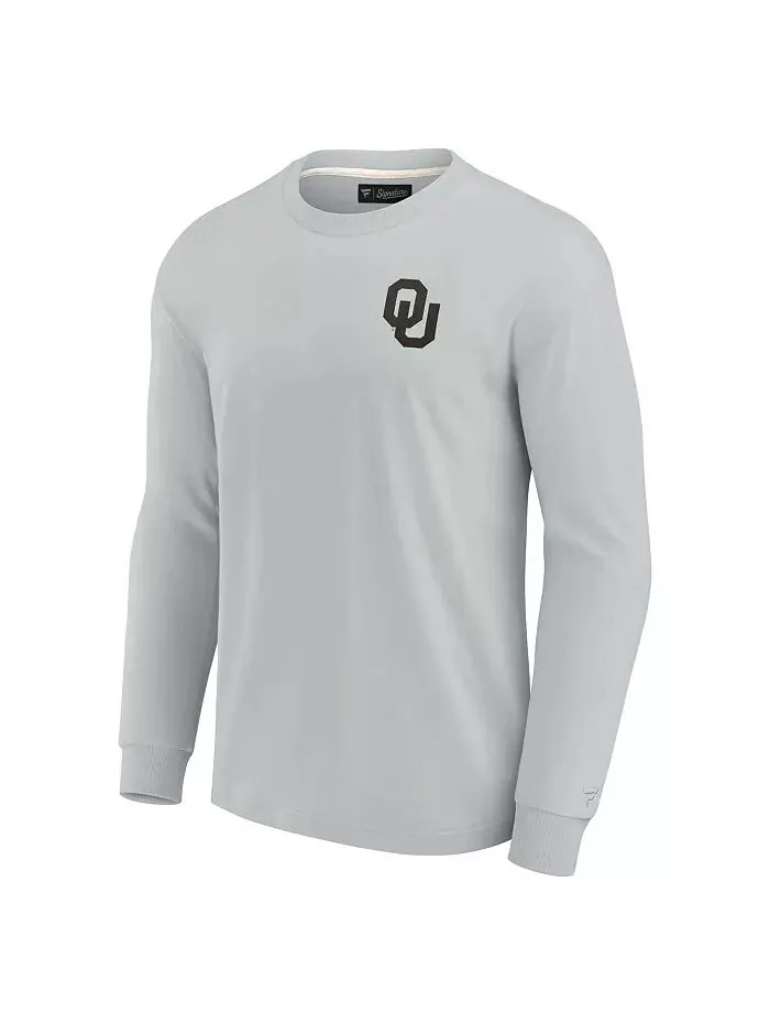 Мужская и женская серая футболка Oklahoma Sooners Super Soft с длинным рукавом Fanatics Signature — изображение 3 из 3
