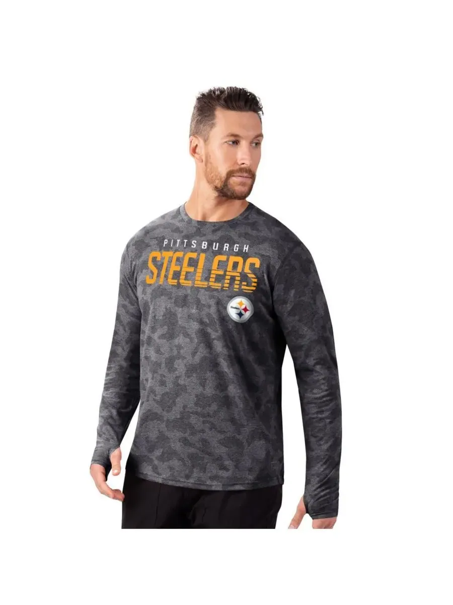 MSX by Michael Strahan Мужская черная футболка с длинным рукавом Pittsburgh Steelers Performance — черный
