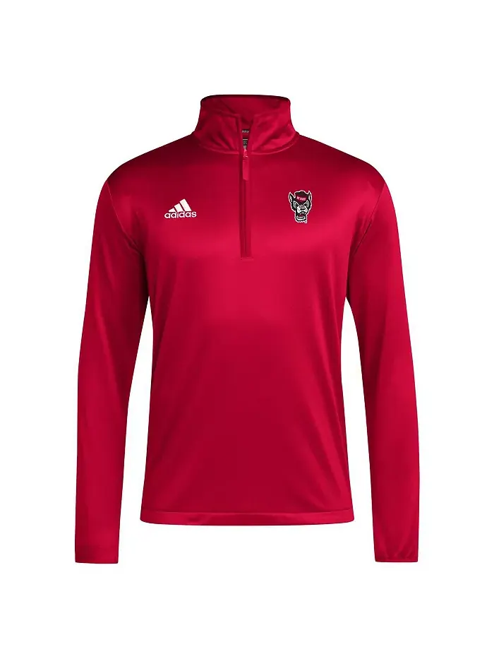Мужская красная толстовка NC State Wolfpack Coaches Sideline с молнией на четверть adidas — изображение 2 из 3