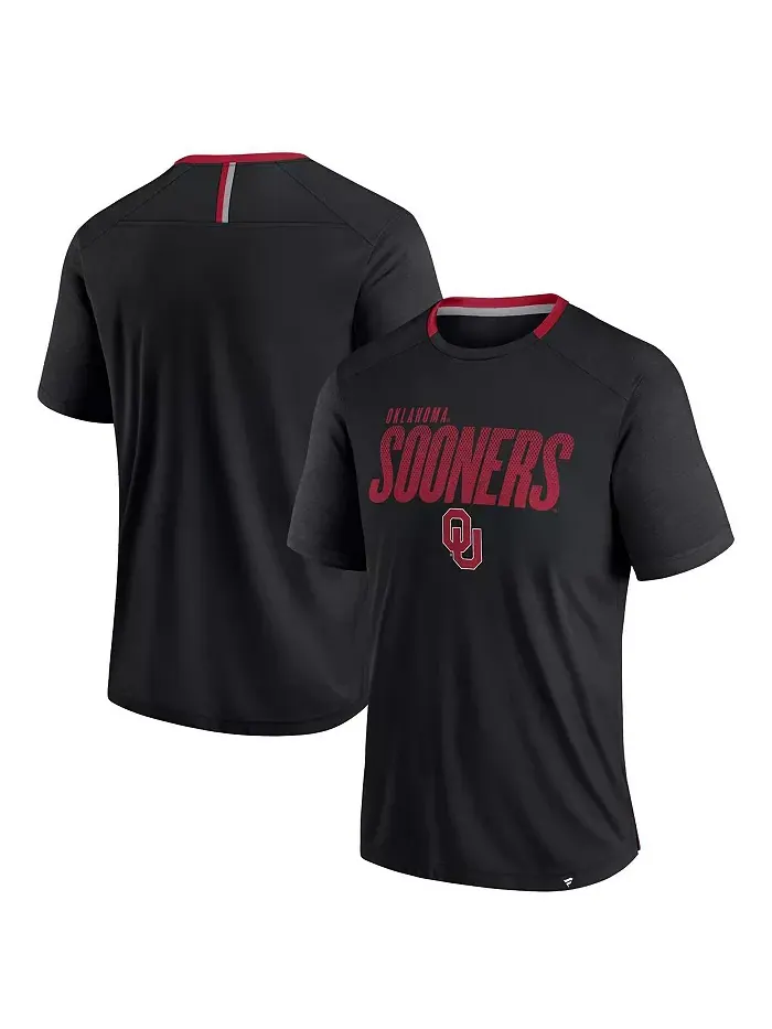 Мужская черная футболка Oklahoma Sooners Defender Fade Slant Fanatics