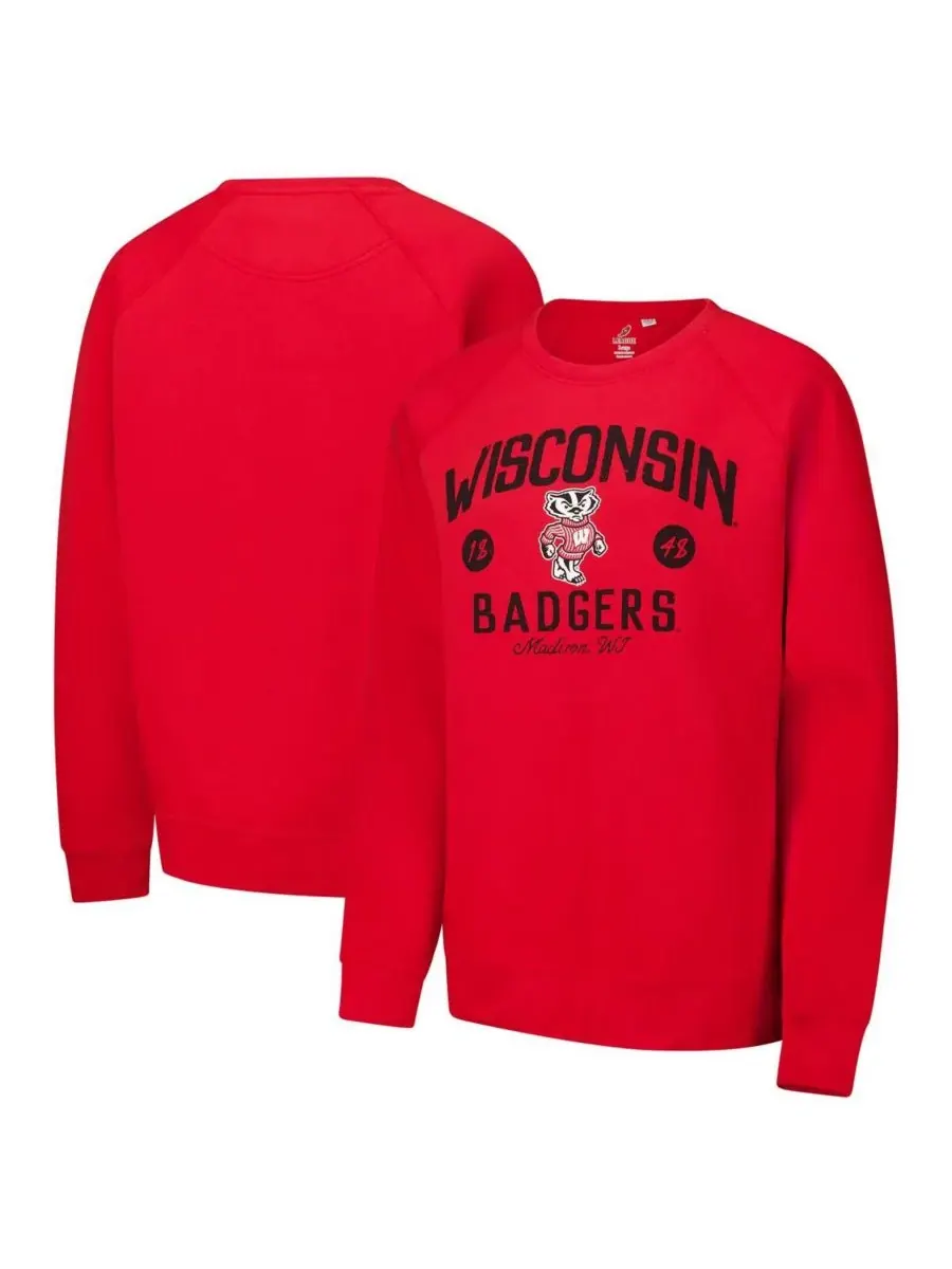 League Collegiate Wear Мужская красная толстовка-пуловер Wisconsin Badgers Bendy Arch Essential 2.0 — красный