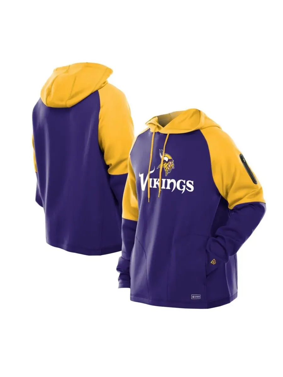 New Era Мужская фиолетовая толстовка с капюшоном Minnesota Vikings Combine Authentic Color Block