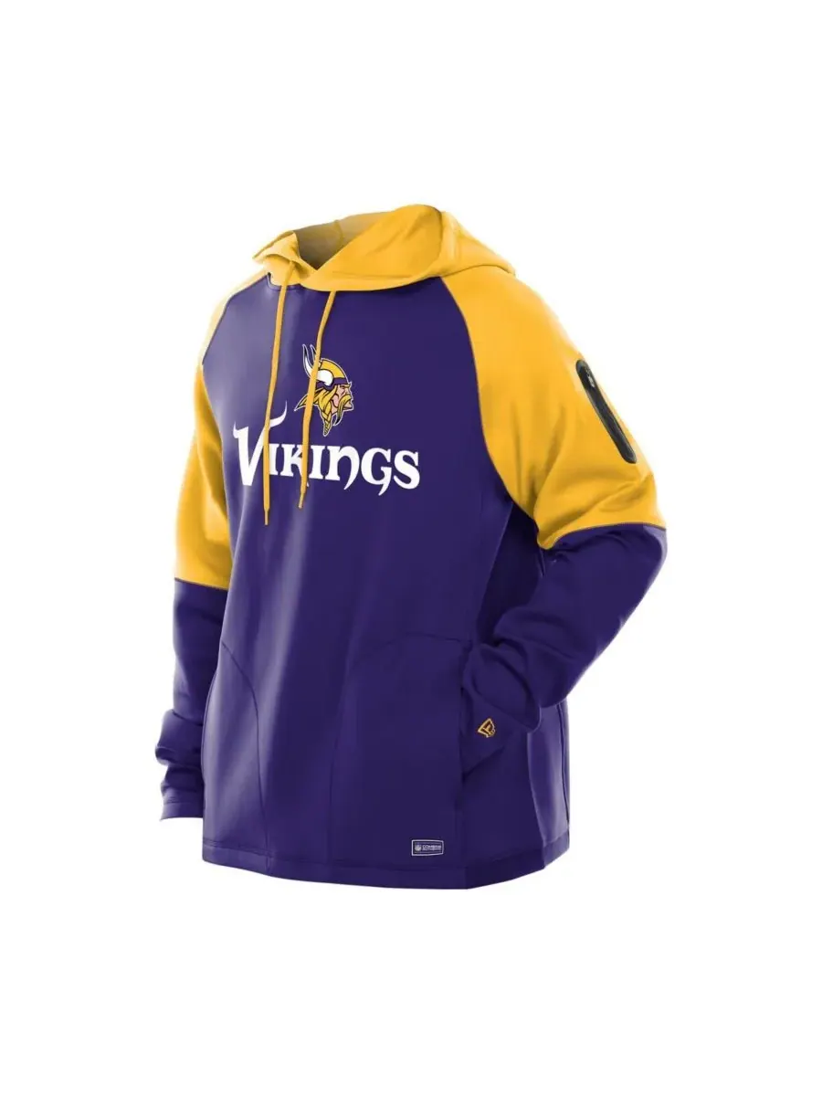 New Era Мужская фиолетовая толстовка с капюшоном Minnesota Vikings Combine Authentic Color Block — изображение 3 из 3