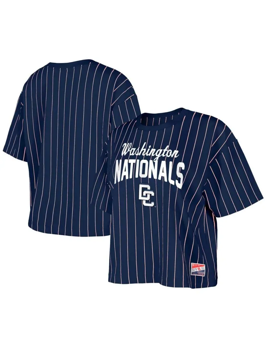 New Era Женская футболка в полоску "Washington Nationals 2025 City Connect" цвета "морской"