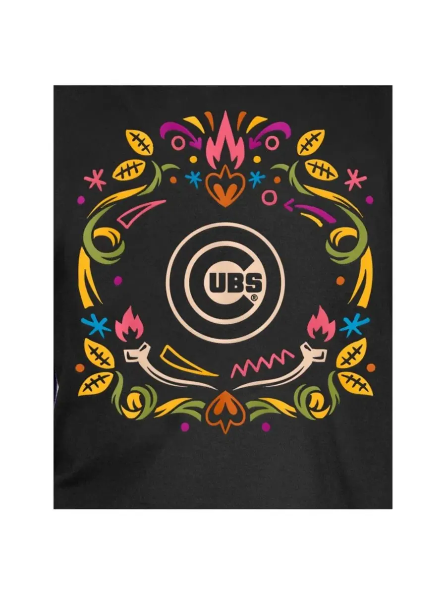 Футболка с принтом Chicago Cubs Día de los Muertos New Era — изображение 5 из 5, черный