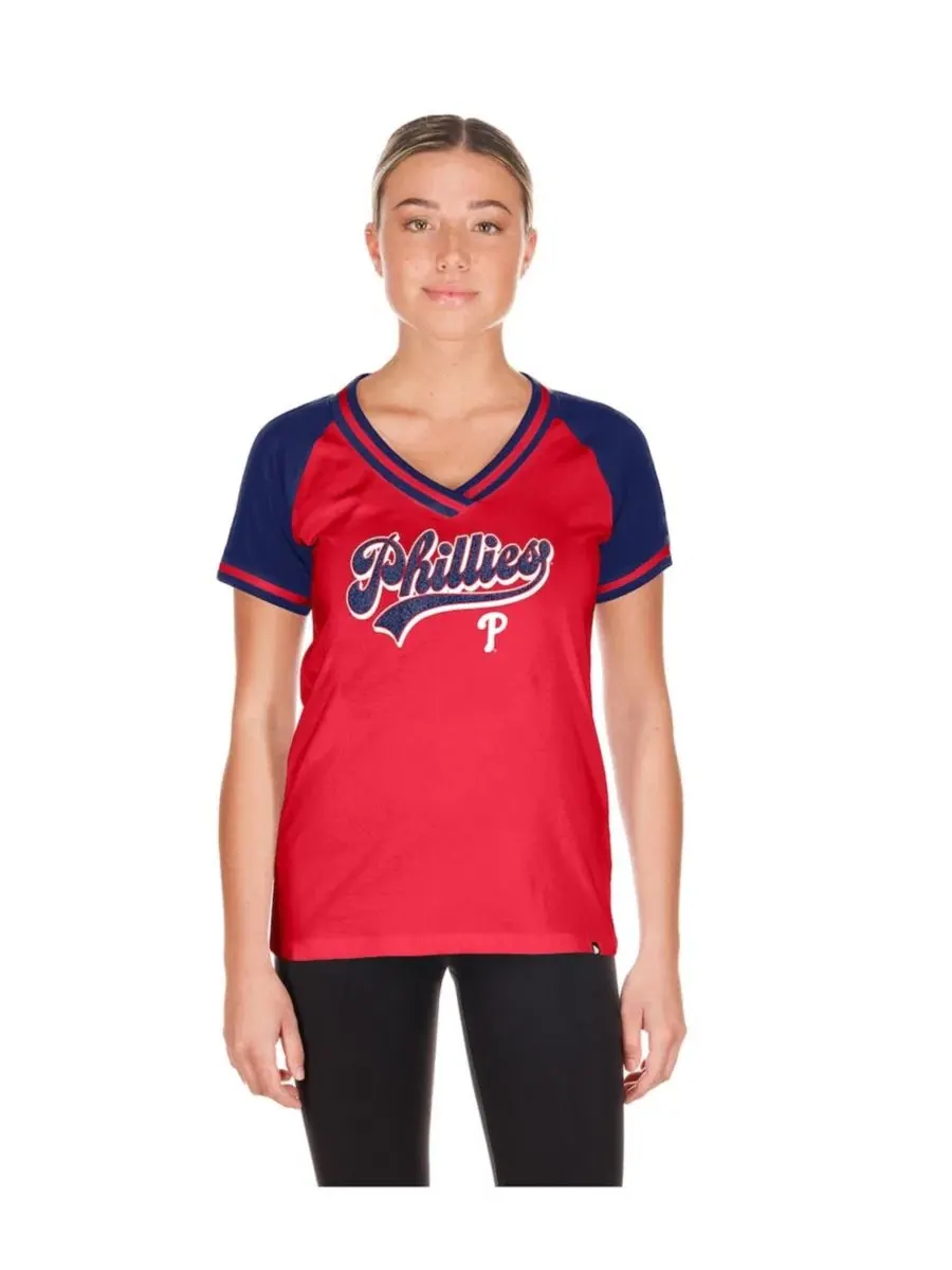 Футболка женская с V-образным вырезом New Era Philadelphia Phillies