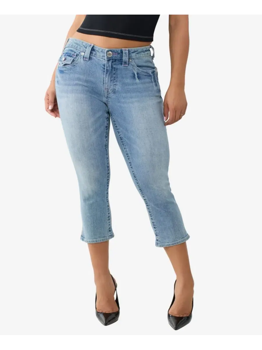Джинсы-капри скинни с фасонными карманами Jennie True Religion, Baja Horiz