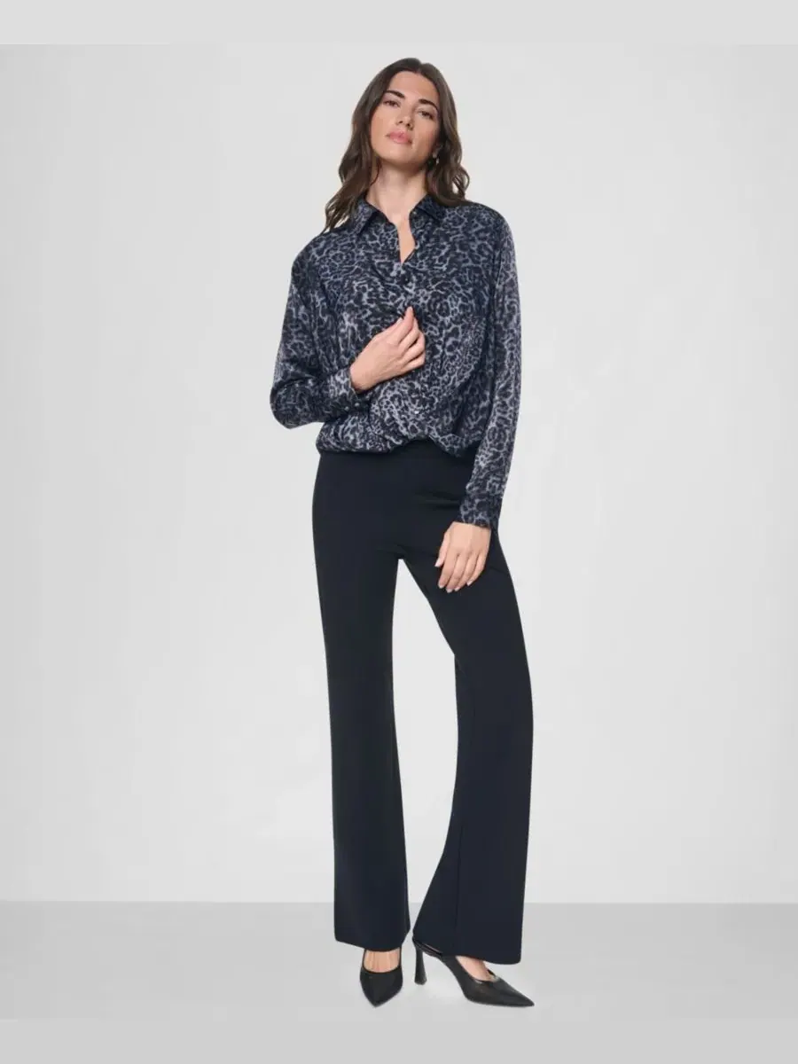 Женская рубашка с принтом и twist-драпировкой, с длинным рукавом DKNY, Moonlit Leopard — изображение 2 из 6