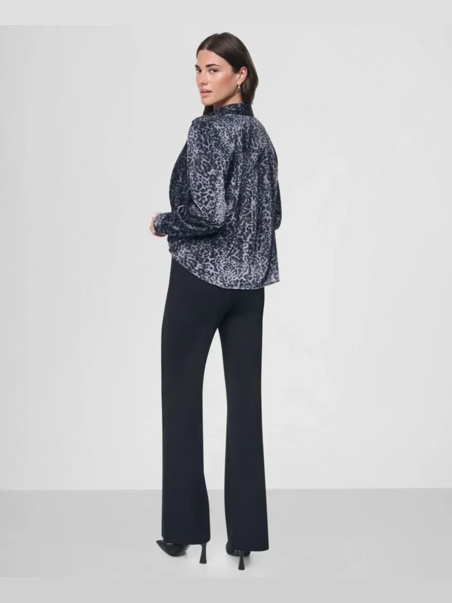 Женская рубашка с принтом и twist-драпировкой, с длинным рукавом DKNY, Moonlit Leopard — изображение 5 из 6