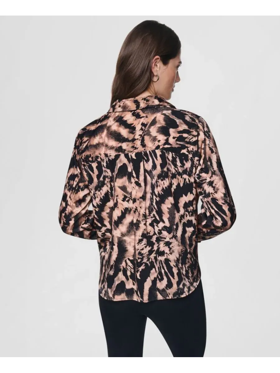 Женская рубашка с принтом, twist-front, с длинным рукавом DKNY, Abstract Feather — изображение 4 из 7