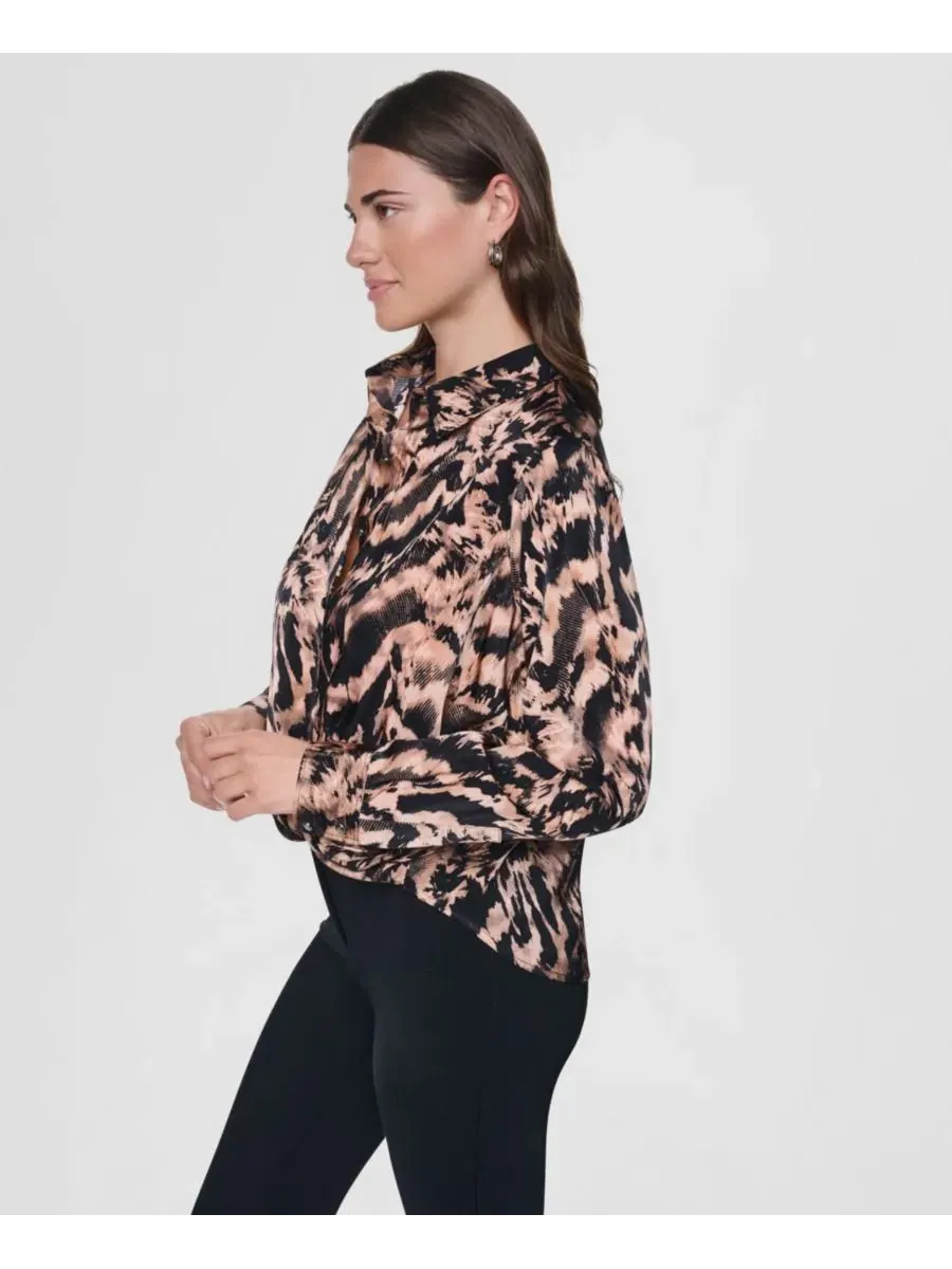 Женская рубашка с принтом, twist-front, с длинным рукавом DKNY, Abstract Feather — изображение 6 из 7